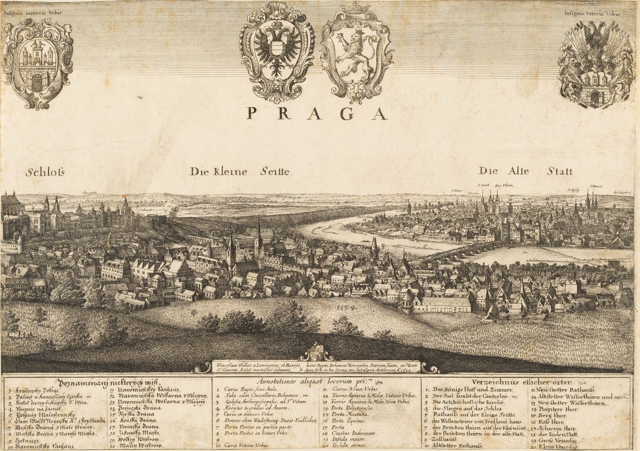 Stort prospekt af Prag af Wenceslaus Hollar
