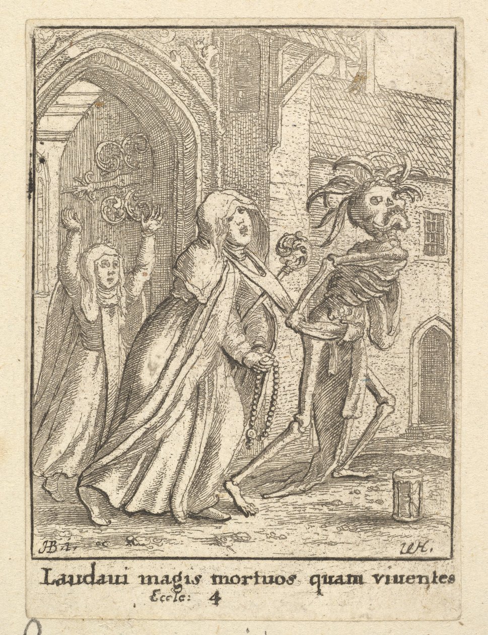 Abbedissen, fra Dødedansen, 1651. af Wenceslaus Hollar