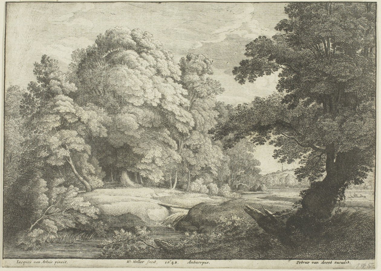 Broen over vandfaldet af Wenceslaus Hollar