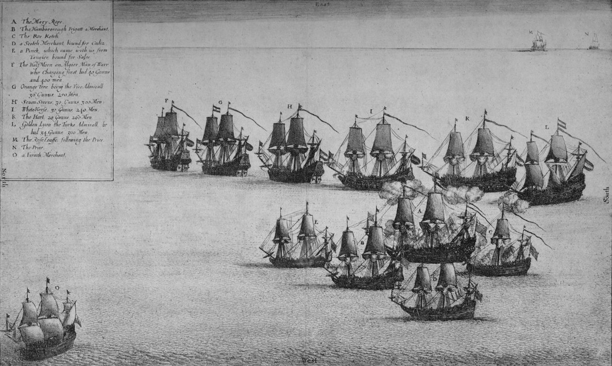 The Fight of the Mary Rose, 1669 af Wenceslaus Hollar
