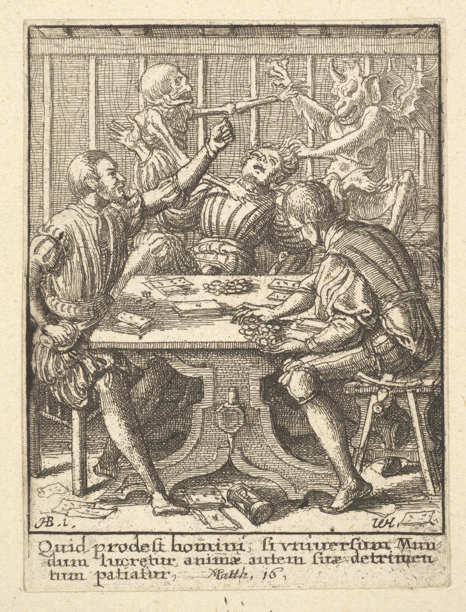 The Gamesters, fra Dødedansen, 1651. af Wenceslaus Hollar