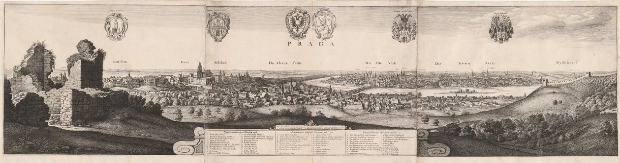 Den store udsigt over Prag, 1649. af Wenceslaus Hollar