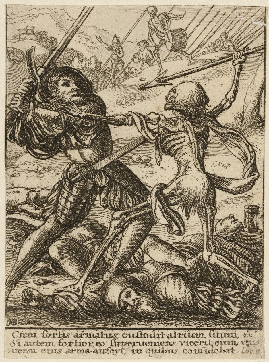 Ridderen og Døden, fra Dødedansen af Wenceslaus Hollar