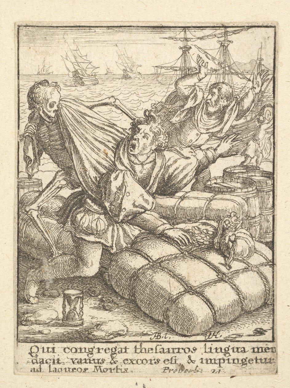 Købmanden, fra Dødedansen, 1651. af Wenceslaus Hollar