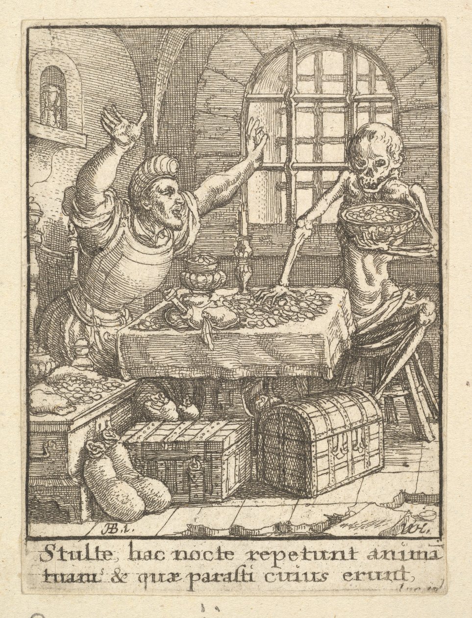 Gnieren, fra Dødedansen, 1651. af Wenceslaus Hollar