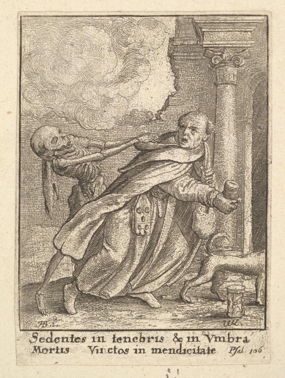 Munken, fra Dødedansen, 1651. af Wenceslaus Hollar