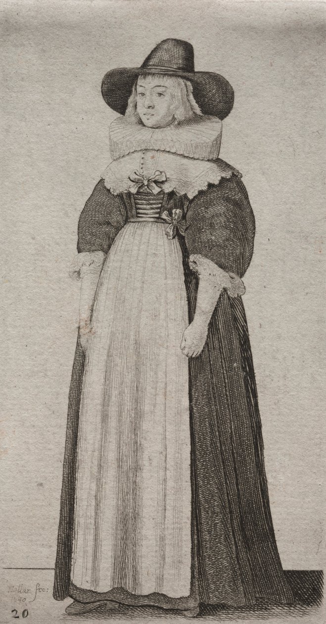 Engelske kvinders adskillige vaner, fra adelen til landskvinder..., 1640. af Wenceslaus Hollar