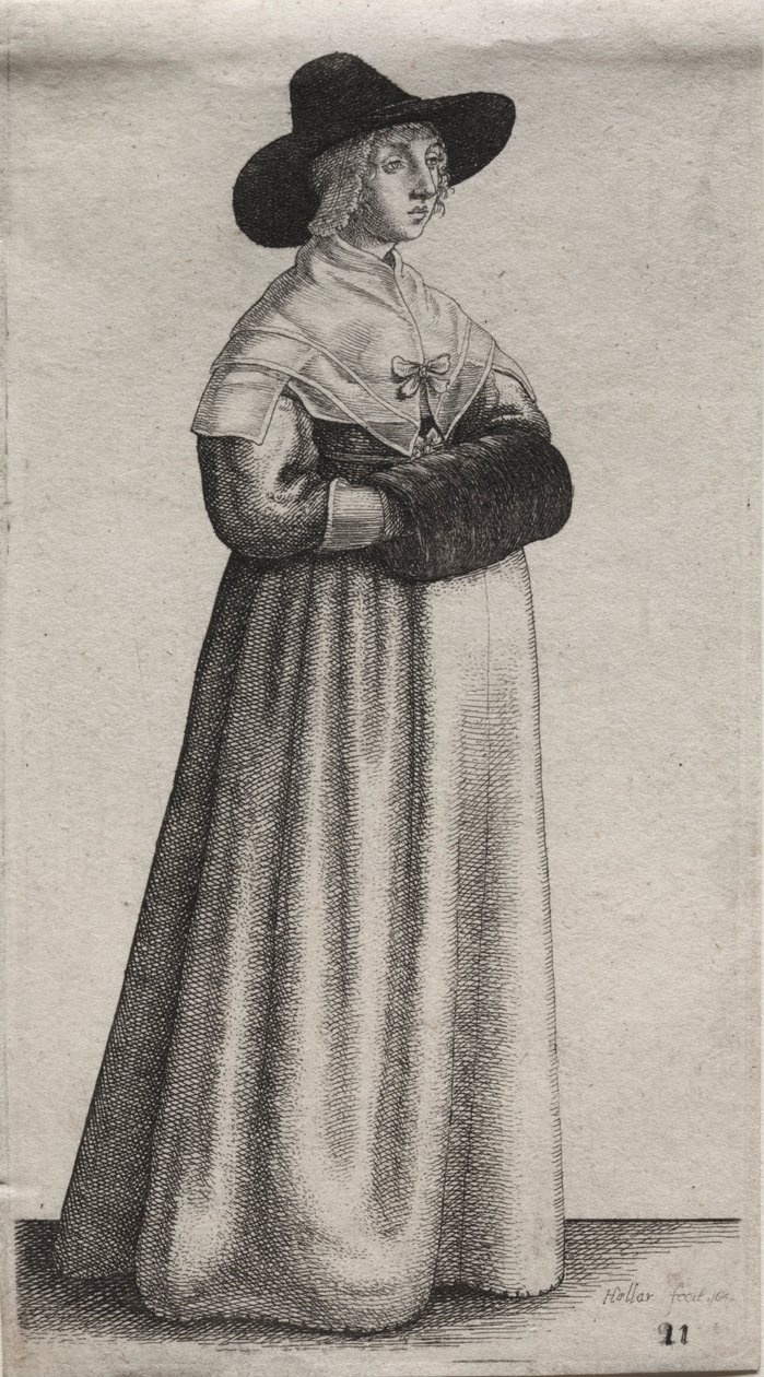 Engelske kvinders adskillige vaner, fra adelen til landskvinder..., 1640. af Wenceslaus Hollar