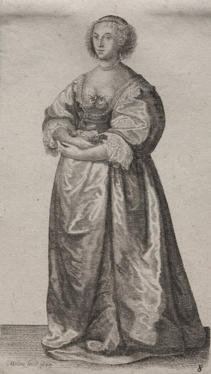 Engelske kvinders adskillige vaner, fra adelen til landskvinder, som de er i disse tider: Kvinden med blomster af Wenceslaus Hollar