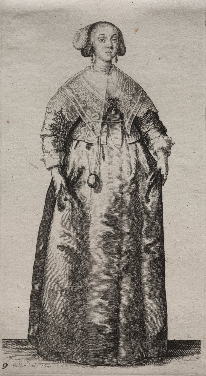 Engelske kvinders adskillige vaner, fra adelen til landskvinder, som de er i disse tider: Kvinden med en marmorkugle af Wenceslaus Hollar