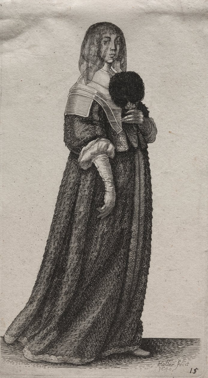 Engelske kvinders adskillige vaner, fra adelen til landskvinder, som de er i disse tider: Den slørede kvinde af Wenceslaus Hollar