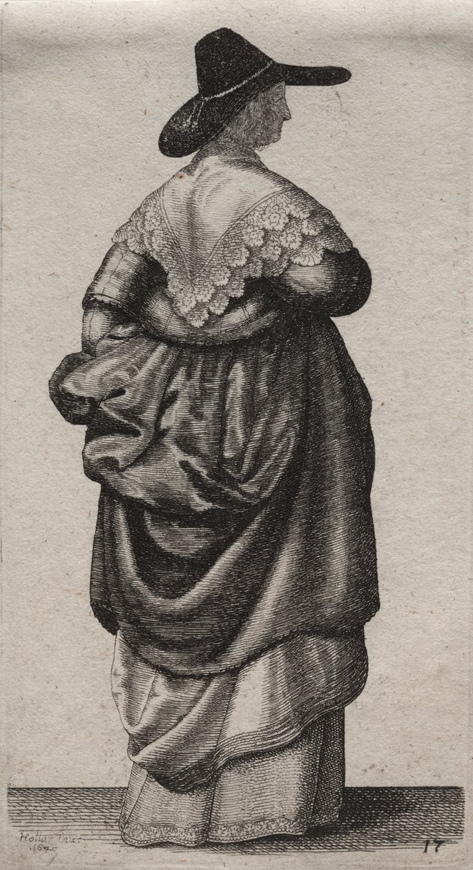 Engelske kvinders adskillige vaner, fra adelen til landskvinder, som de er i disse tider: Kvinden med en mandshat af Wenceslaus Hollar