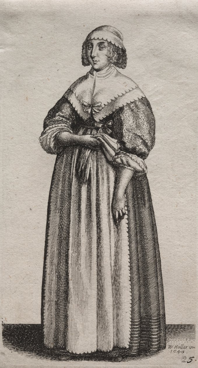 Engelske kvinders adskillige vaner, fra adelen til landskvinder, som de er i disse tider: Kvinden med handsker af Wenceslaus Hollar