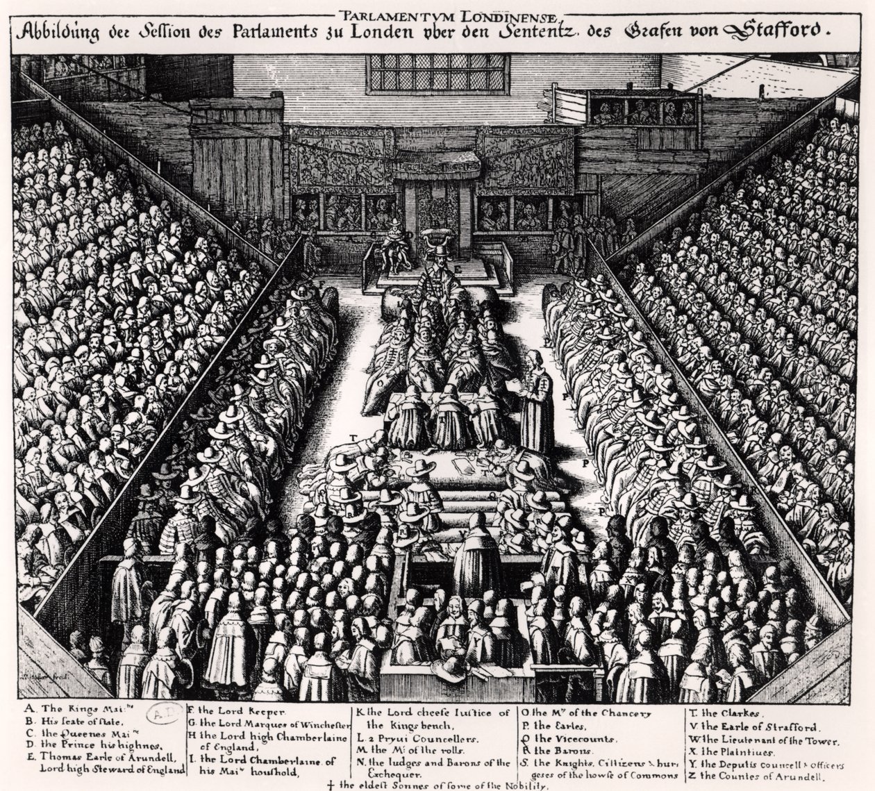 Retssagen mod Thomas Wentworth (1593-1641), jarl af Strafford, i 1641 af Wenceslaus Hollar