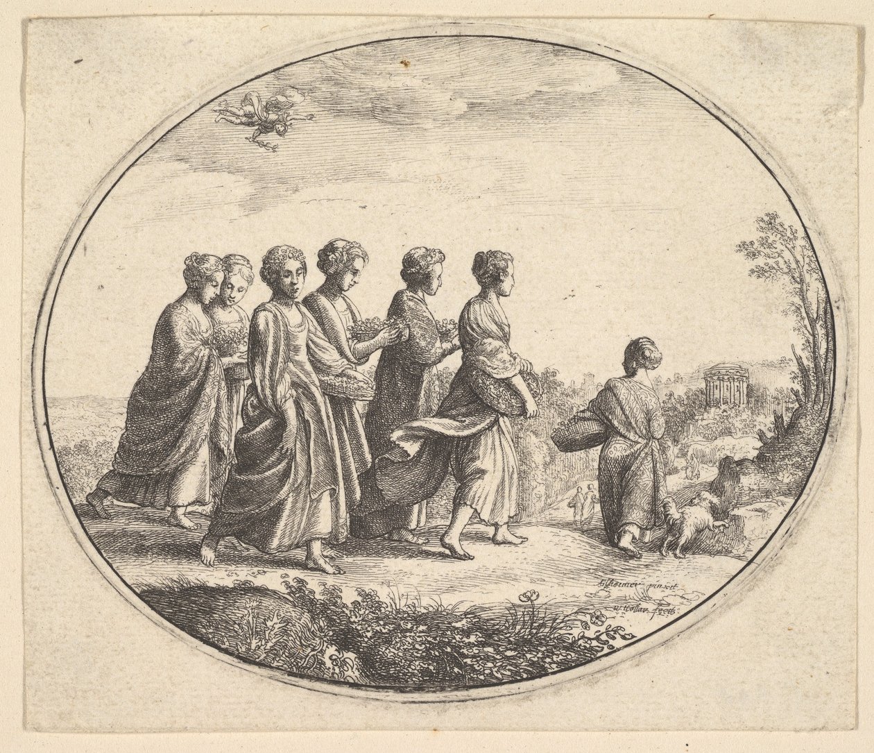 Døtrene af Aglaura Mercury og Herse, ca. 1646. af Wenceslaus Hollar