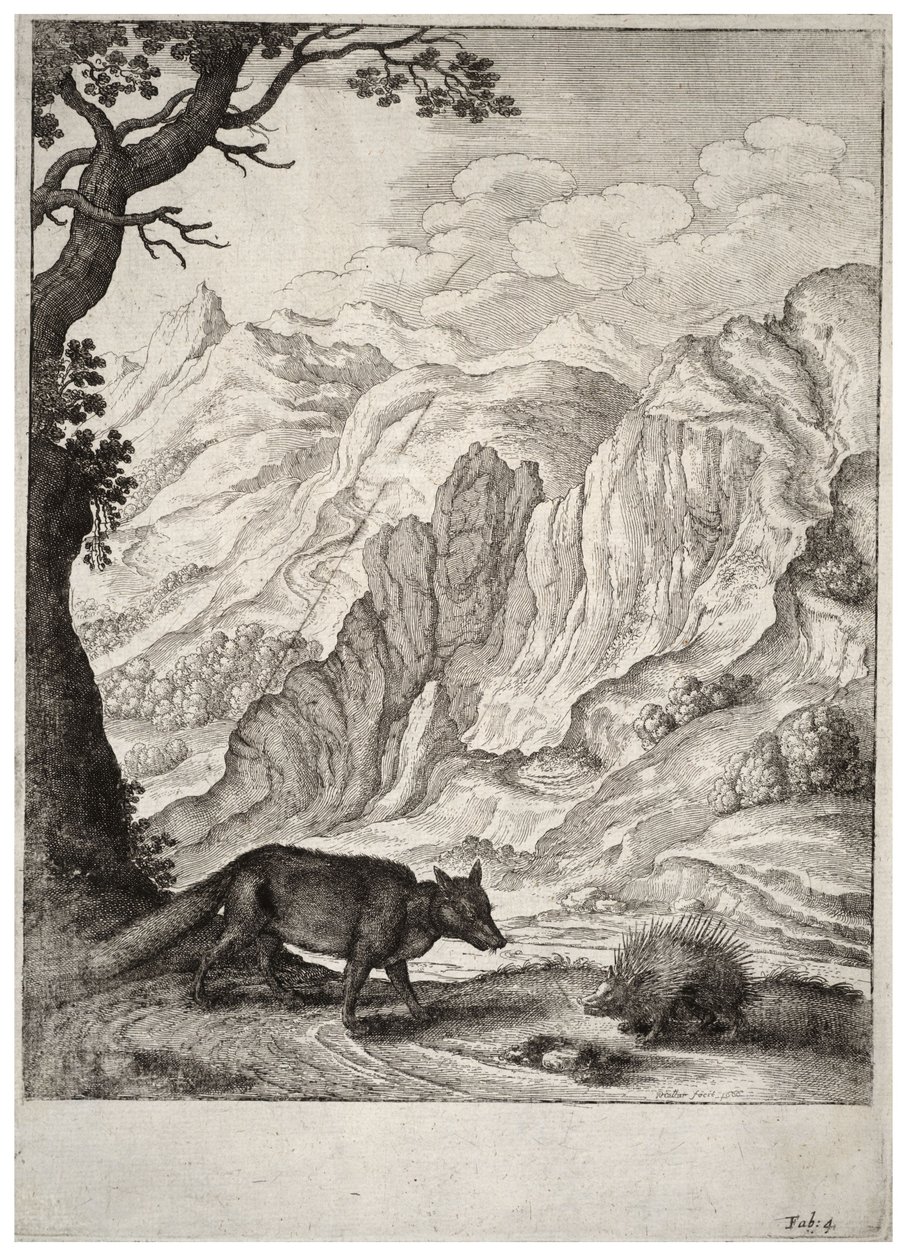 Ræven og pindsvinet. Tilstand 2 af Wenceslaus Hollar