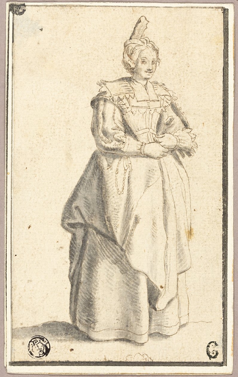 Damen med den lille hævede kasket, efter et print fra La Noblesse af Wenceslaus Hollar