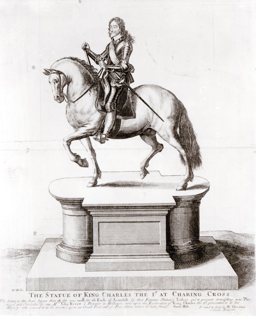 Statuen af kong Charles den 1. ved Charing Cross af Wenceslaus Hollar