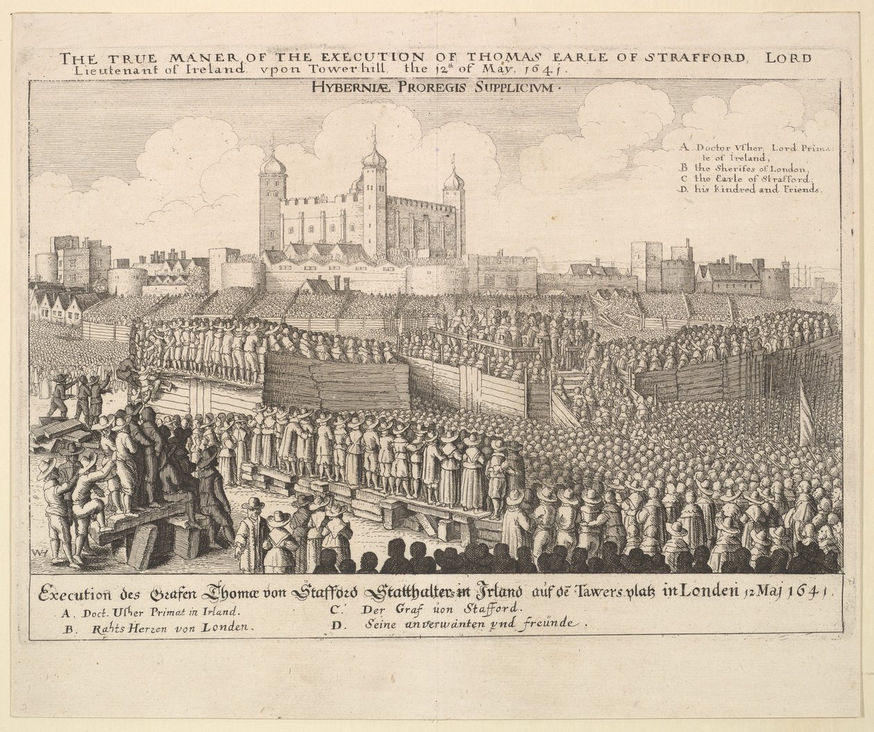 Den sande måde ved henrettelsen af Thomas Earle af Strafford, 1641. af Wenceslaus Hollar