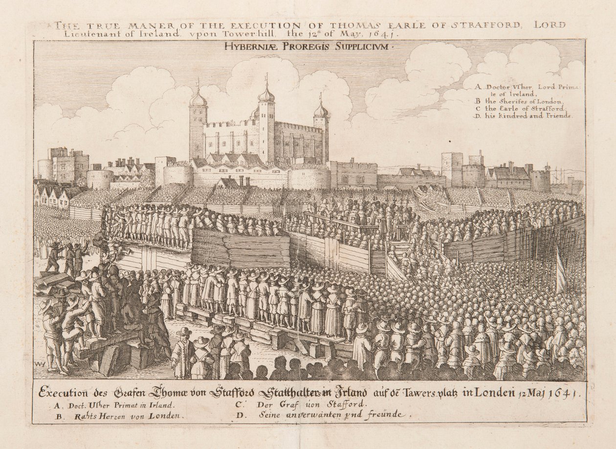 Den sande måde at henrette Thomas Earle af Strafford, Lord Lieutenant of Ireland..., ca 1642 af Wenceslaus Hollar
