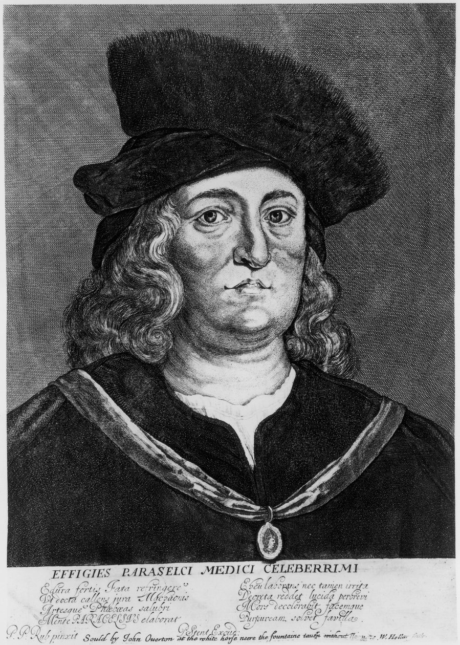 Theophrastus Bombastus von Hohenheim Paracelsus, schweizisk alkymist og læge, 1500-tallet. af Wenceslaus Hollar