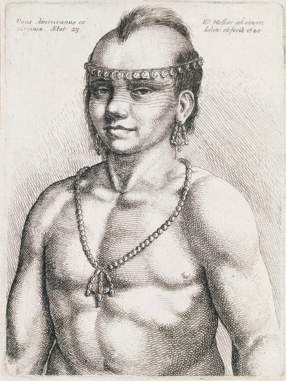 Treogtyve år gammel indianer fra Virginia, gravering af Wenceslaus Hollar (1607-1677) af Wenceslaus Hollar