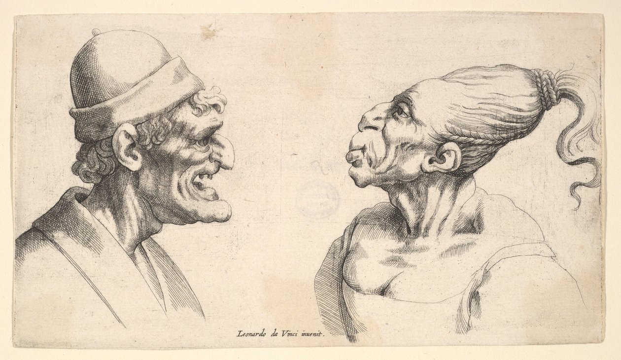 To deforme hoveder, 1625-77. af Wenceslaus Hollar