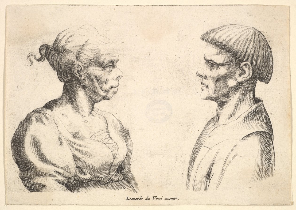 To hoveder, 1625-77. af Wenceslaus Hollar