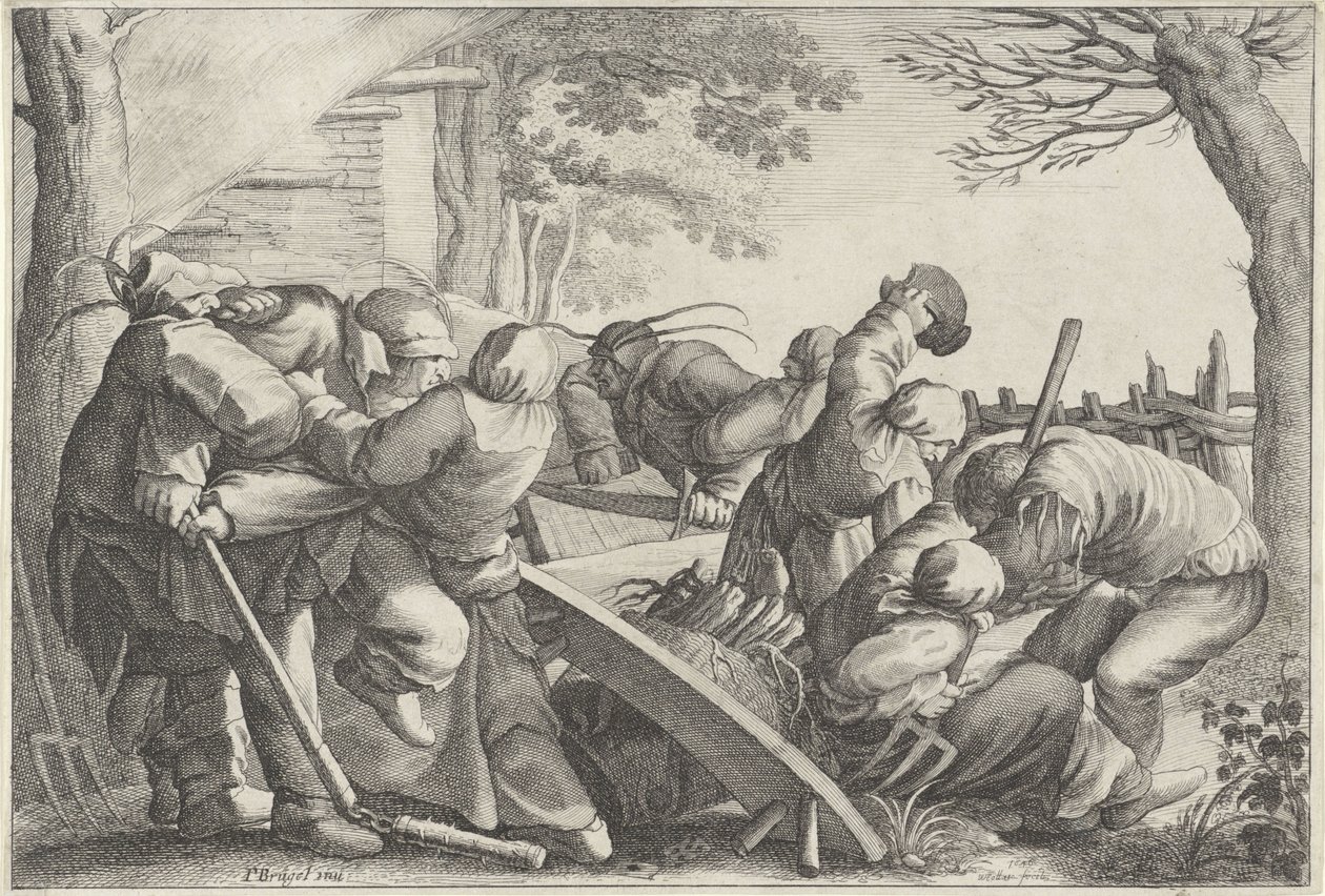 Kæmpende landmænd af Wenceslaus Hollar