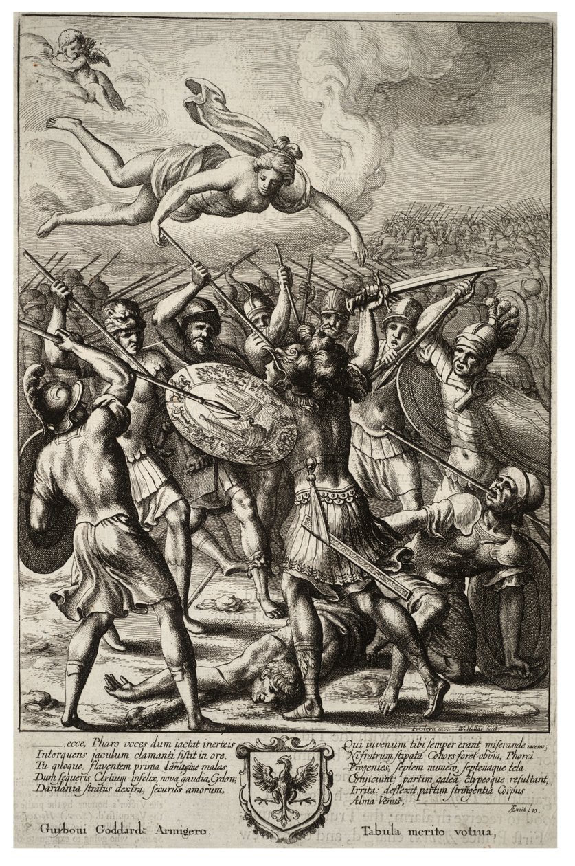 Venus beskytter Aeneas. Tilstand 2 af Wenceslaus Hollar