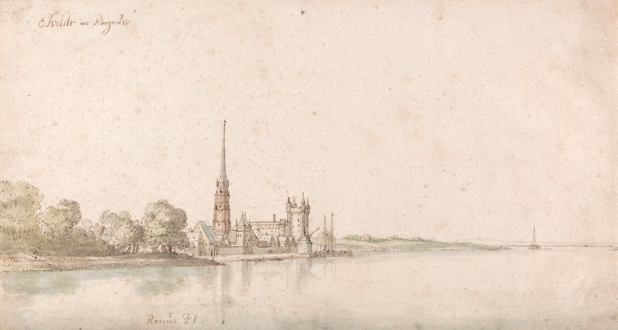 Udsigt over Eltville ved Rhinen af Wenceslaus Hollar