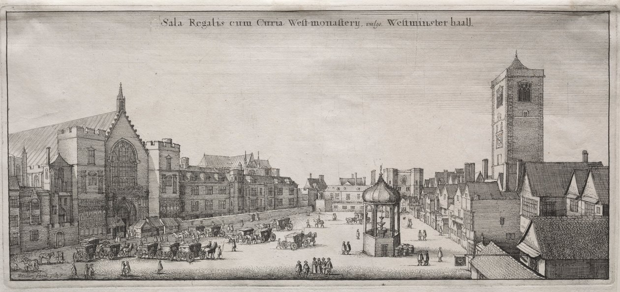Udsigt over London: New Palace Yard med Westminster Hall og Clock House, 1647. af Wenceslaus Hollar
