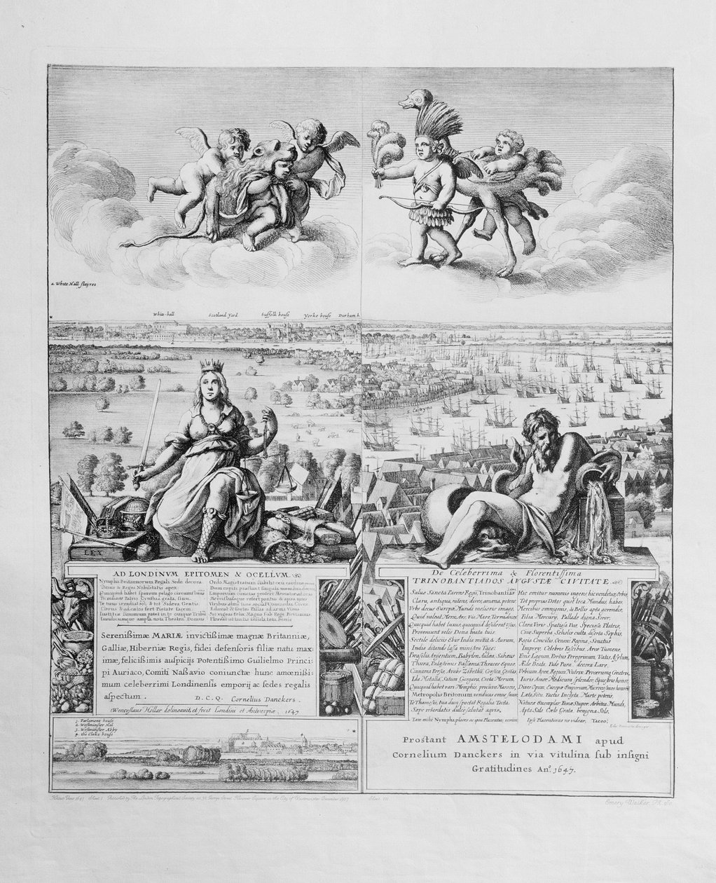 Udsigt over London, udgivet 1647 (faksimilekopi) (detalje) af Wenceslaus Hollar