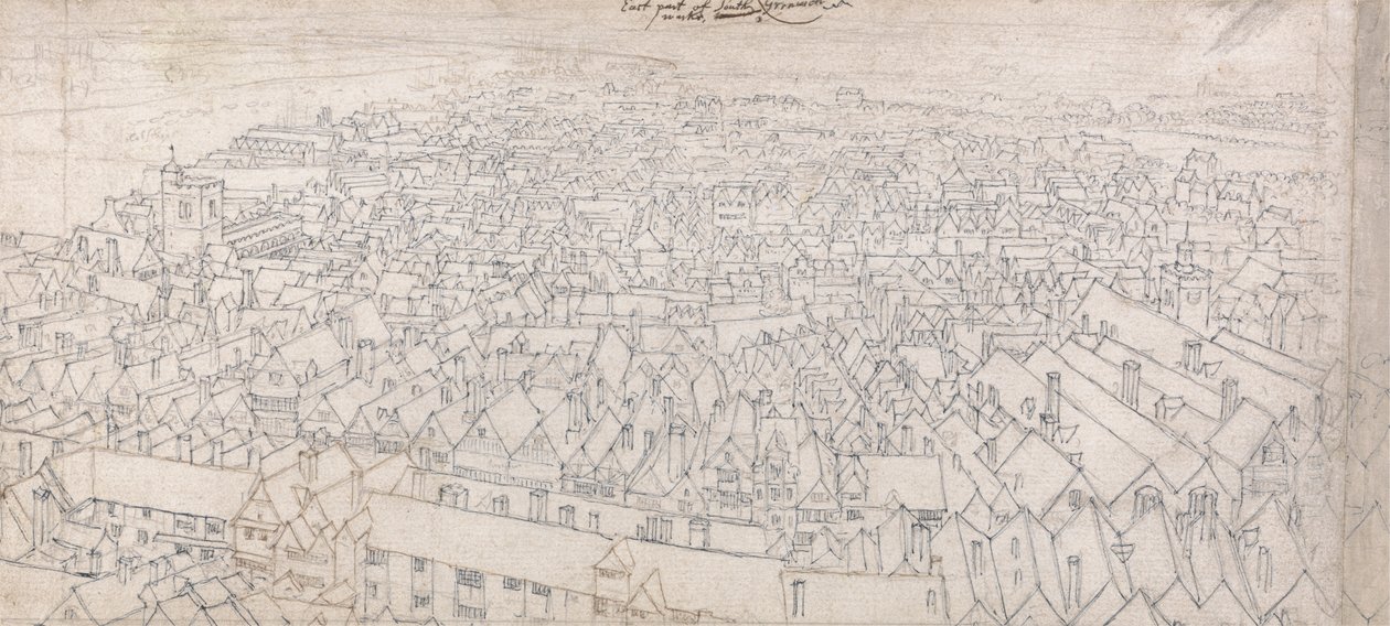 Udsigt over den østlige del af Southwark, med udsigt til Greenwich af Wenceslaus Hollar
