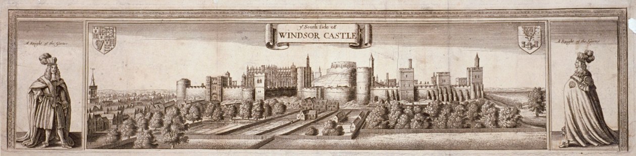 Udsigt over sydsiden af Windsor Castle, Berkshire, c1660 af Wenceslaus Hollar