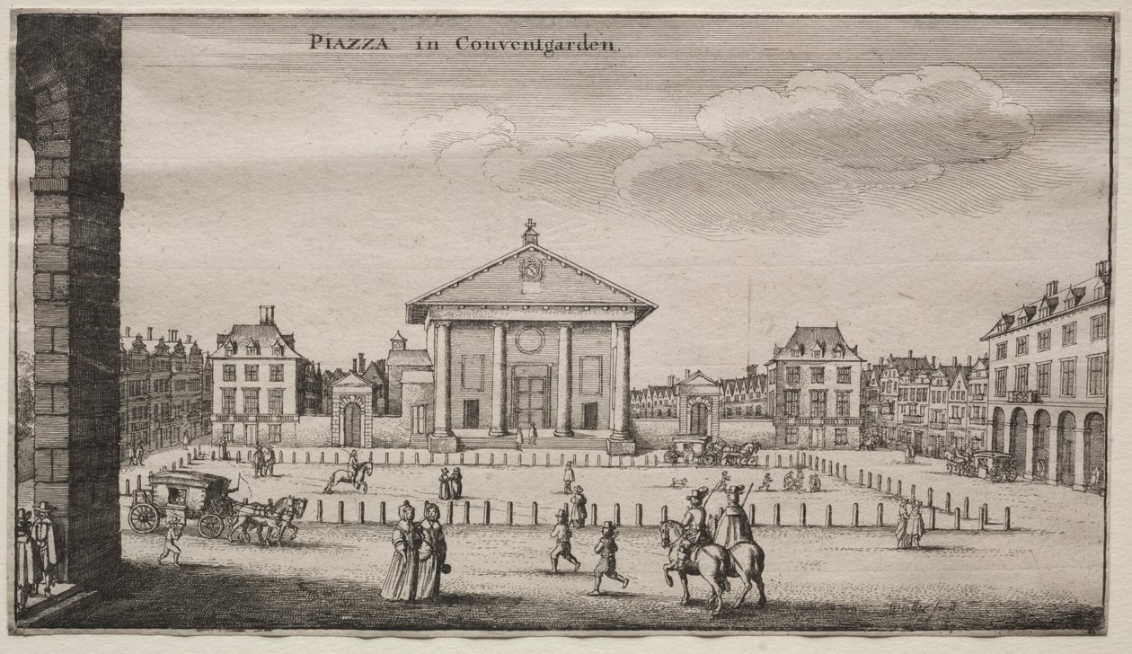 Udsigt over London: Piazzaen i Covent Garden af Wenceslaus Hollar