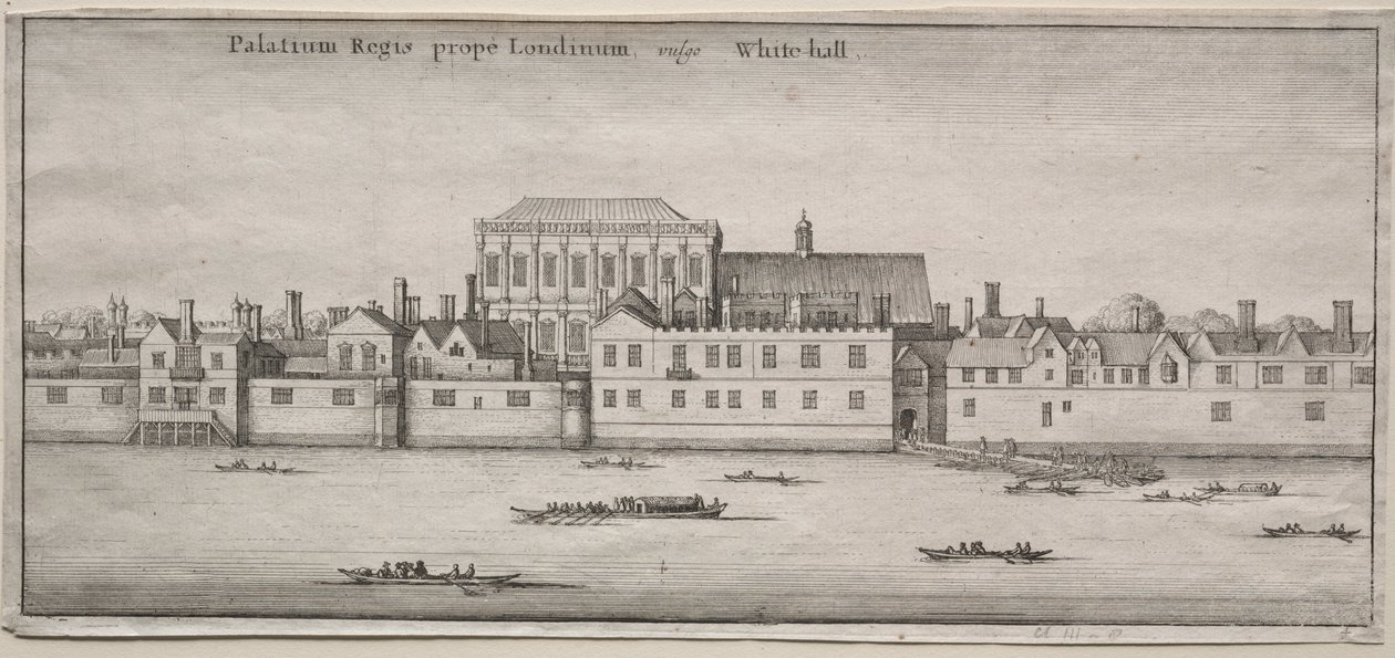 Udsigt over London: Whitehall fra floden af Wenceslaus Hollar