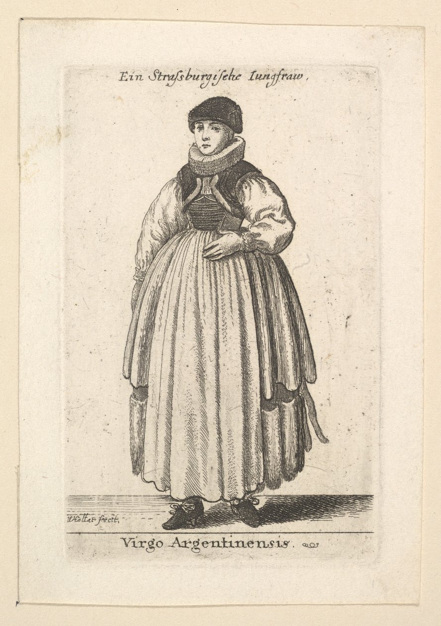 Jomfruen Argentinensis. Ugift kvinde fra Strasbourg, 1625-77. af Wenceslaus Hollar