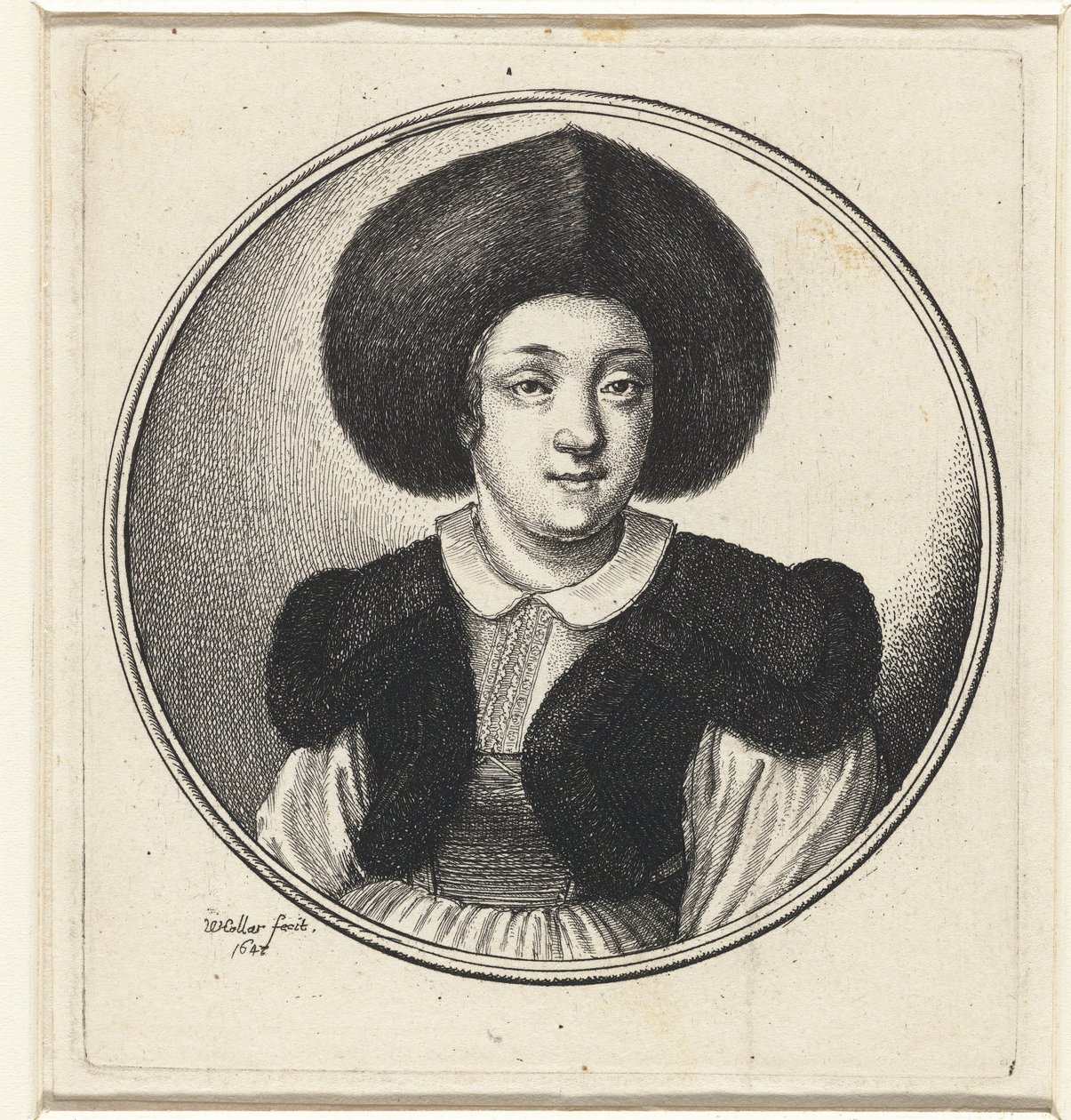 Kvinde med pelshat Kvindebuster i runde stel (serietitel) af Wenceslaus Hollar