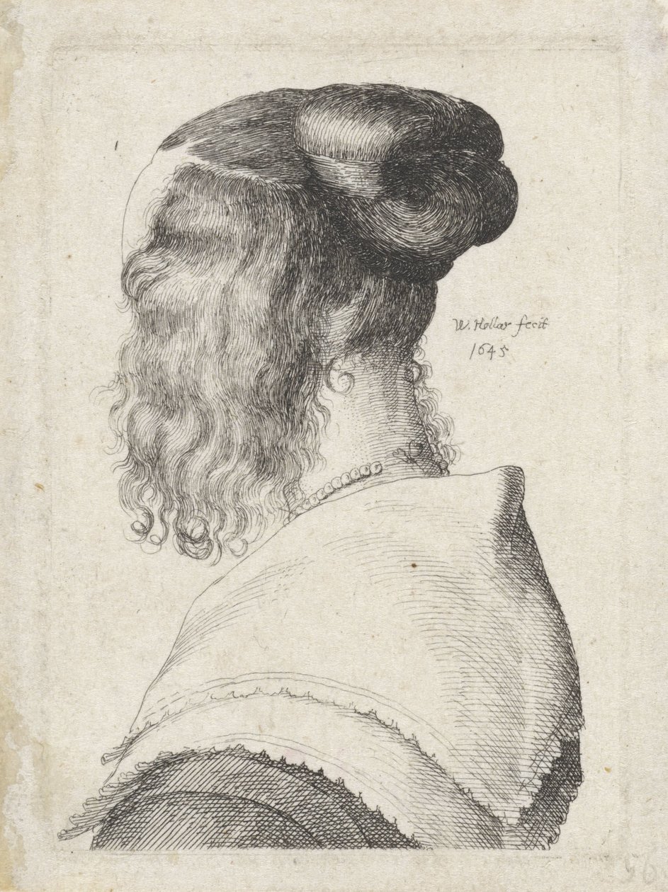Kvinde med hår oppe, set skråt bagfra af Wenceslaus Hollar