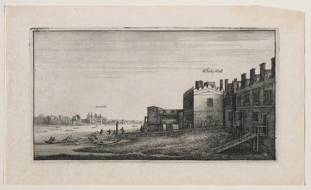 Whitehall fra floden med Lambeth i det fjerne. af Wenceslaus Hollar