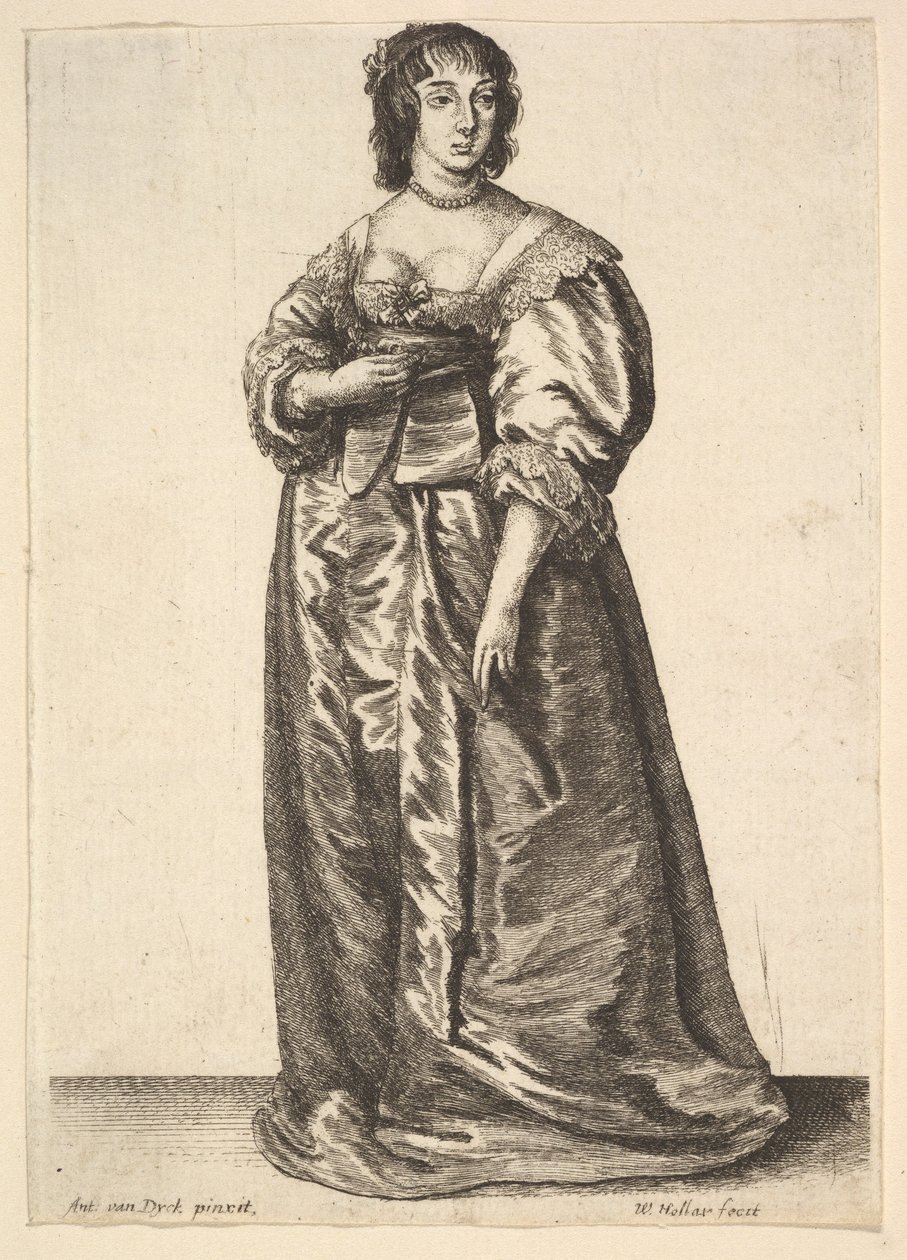 Hellang dame, efter Anthony van Dyck, 1625-77. af Wenceslaus Hollar
