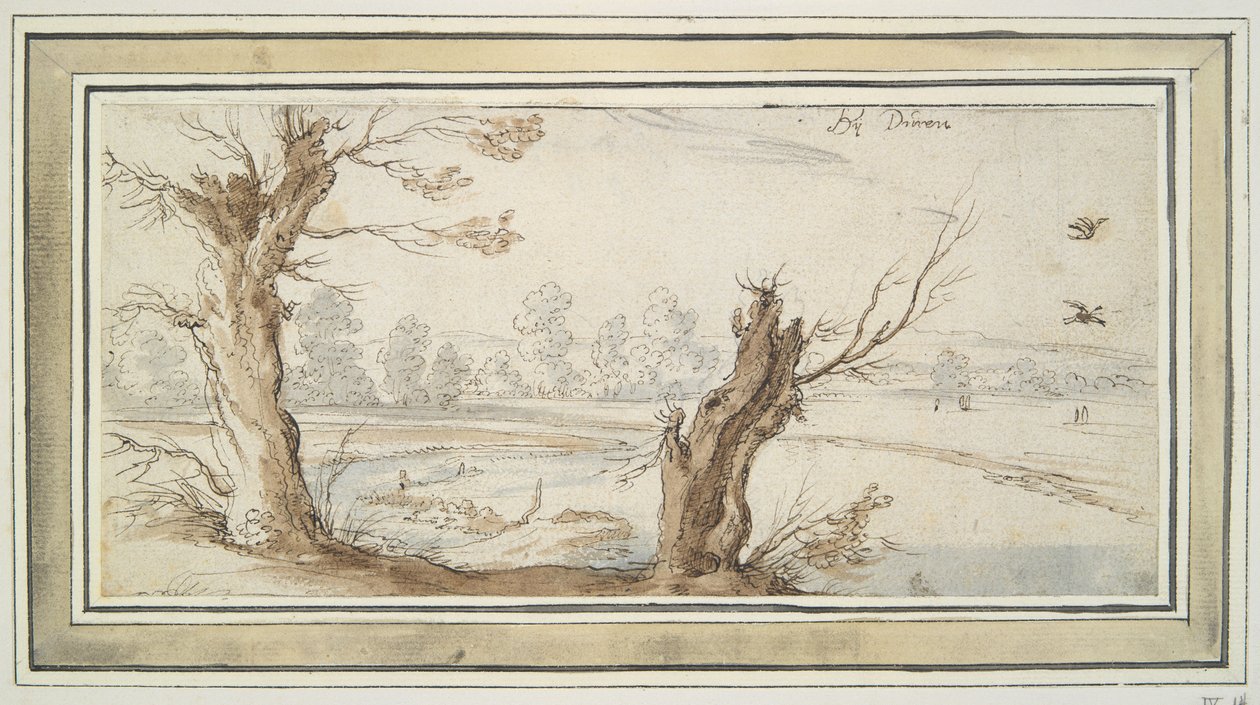 Piletræer ved floden Rur af Wenceslaus Hollar