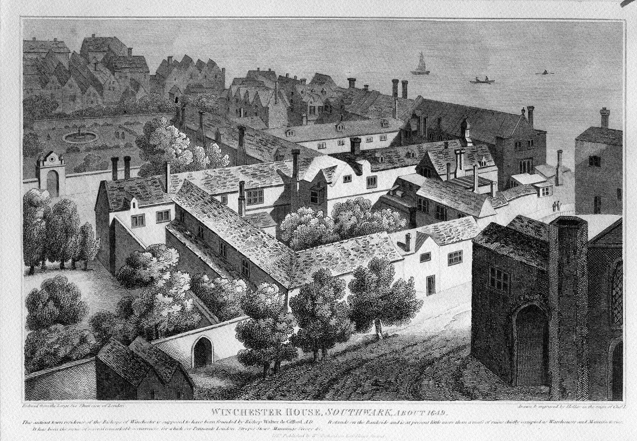 Winchester House, Southwark i omkring 1649, udgivet i 1812 af Wenceslaus Hollar
