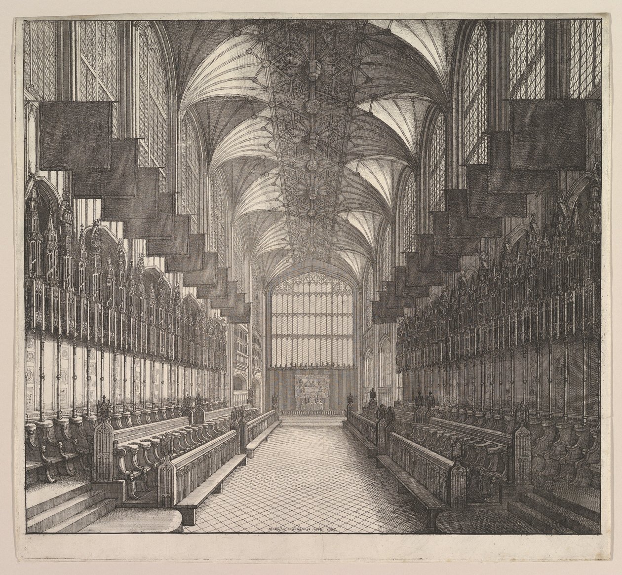 Windsor Castle, St. Georges Chapel, Kor, 1663. af Wenceslaus Hollar