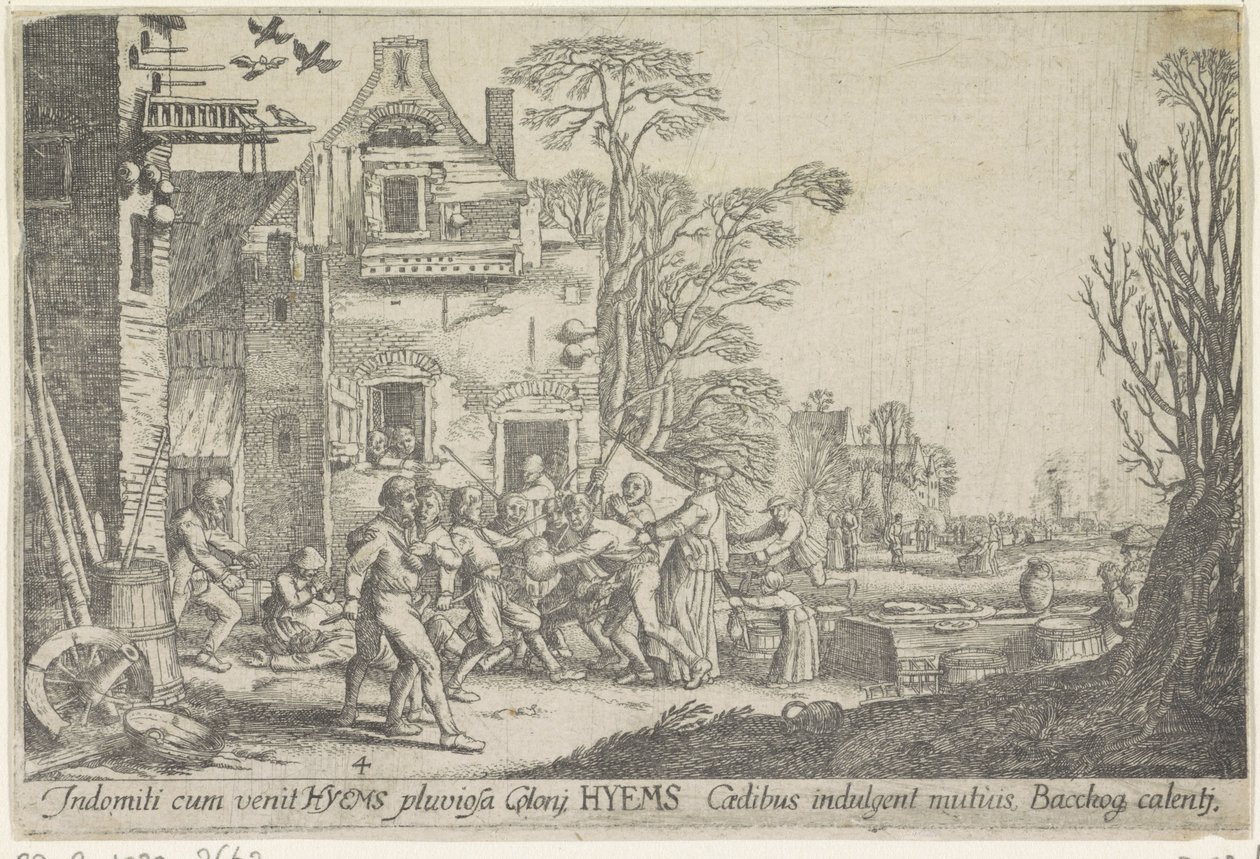 Vinter Hyems (titel på objekt) De fire årstider (serietitel) af Wenceslaus Hollar