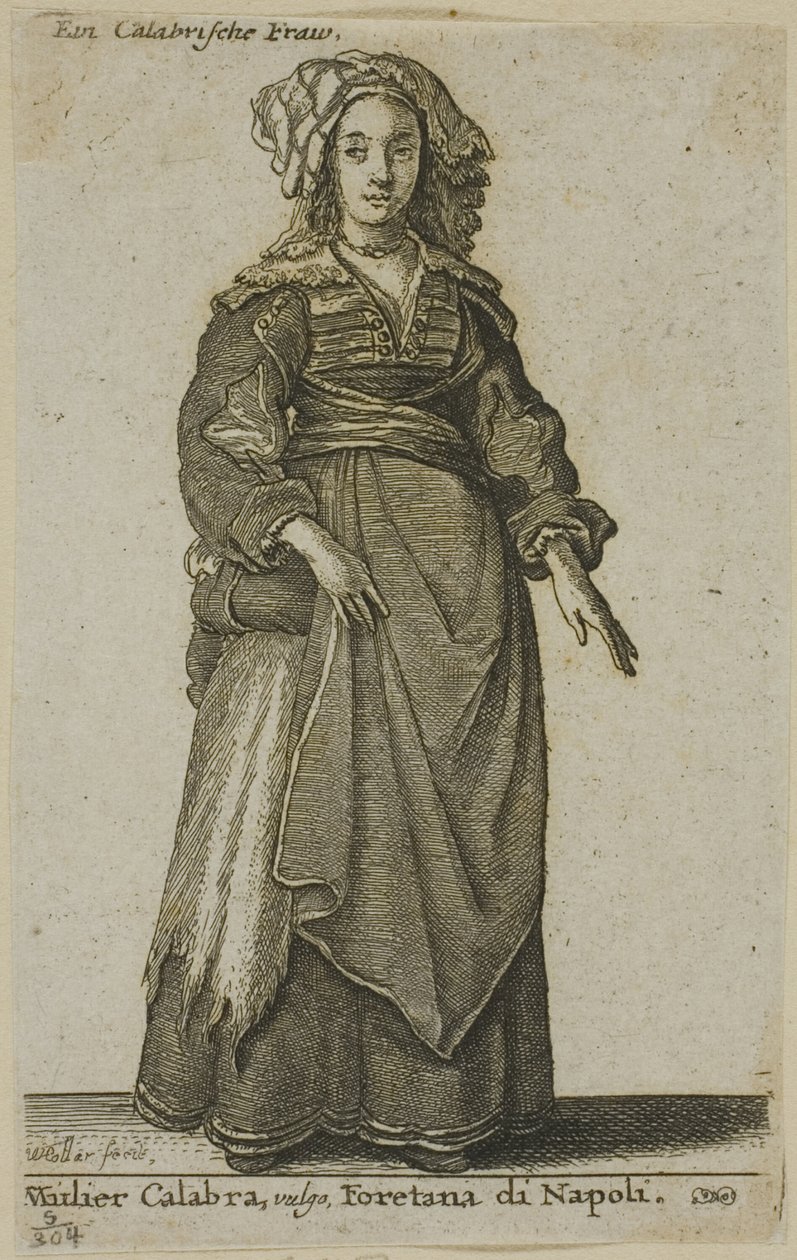Kvinde fra Calabrien af Wenceslaus Hollar