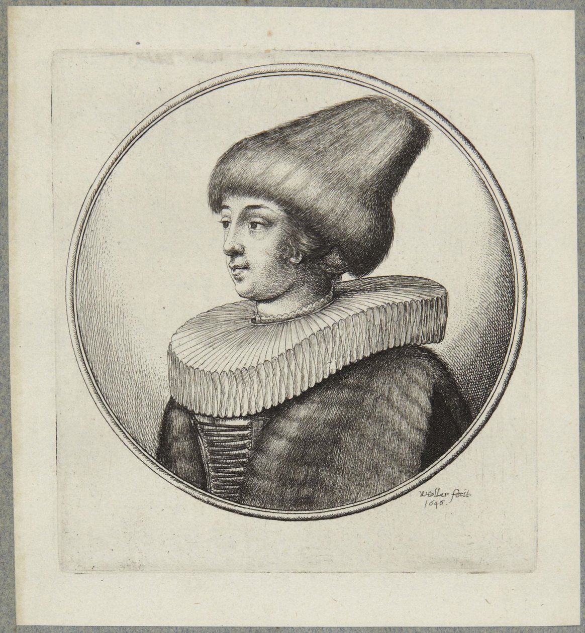Kvinde med spids pelshat af Wenceslaus Hollar