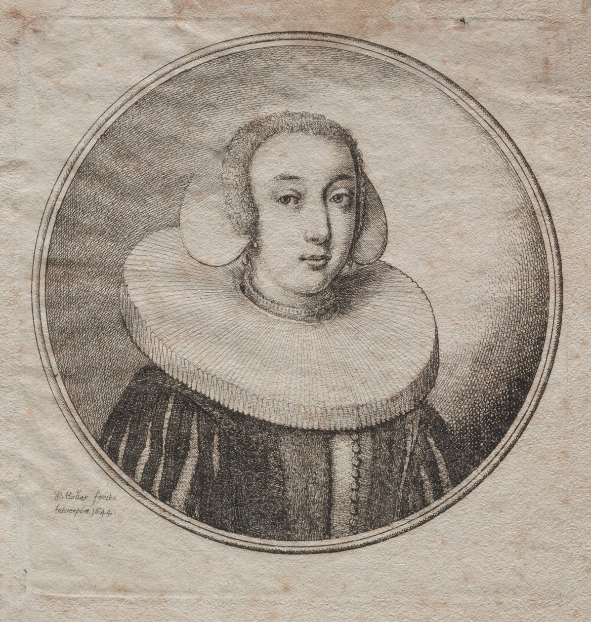 Kvinde med en Millstone Ruff af Wenceslaus Hollar