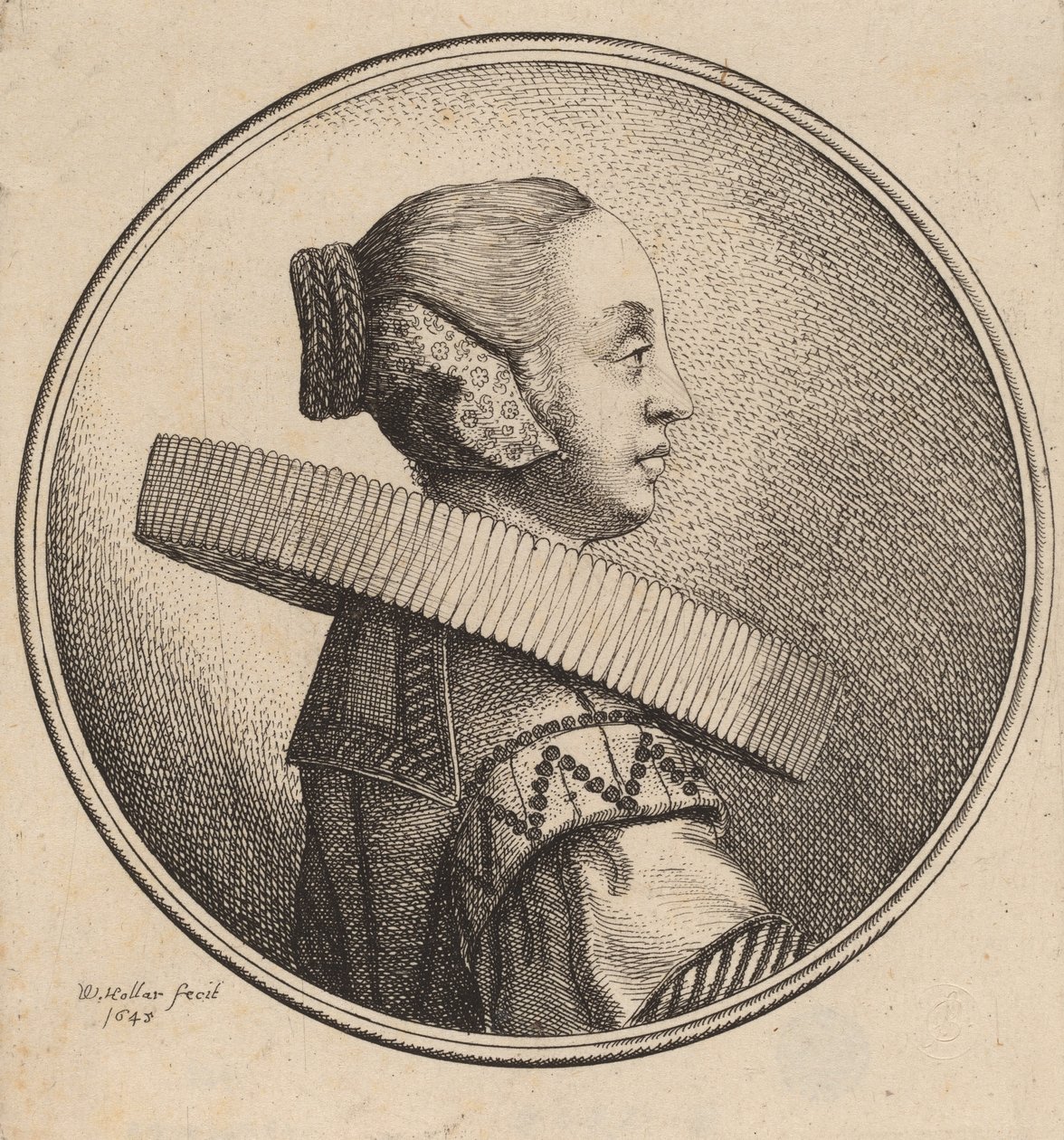 Kvinde med et ryg i profil, 1643. af Wenceslaus Hollar